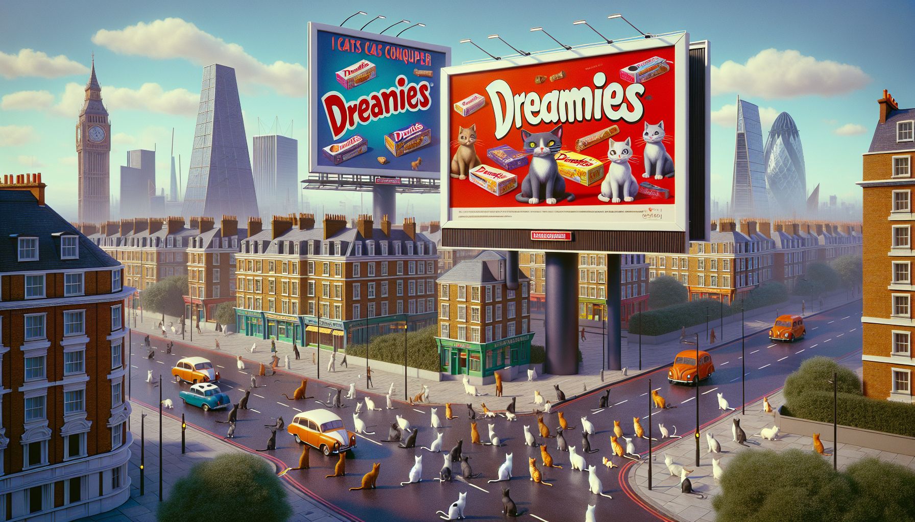 Katten Overmeesteren Londen met Dreamies 3D-Billboards